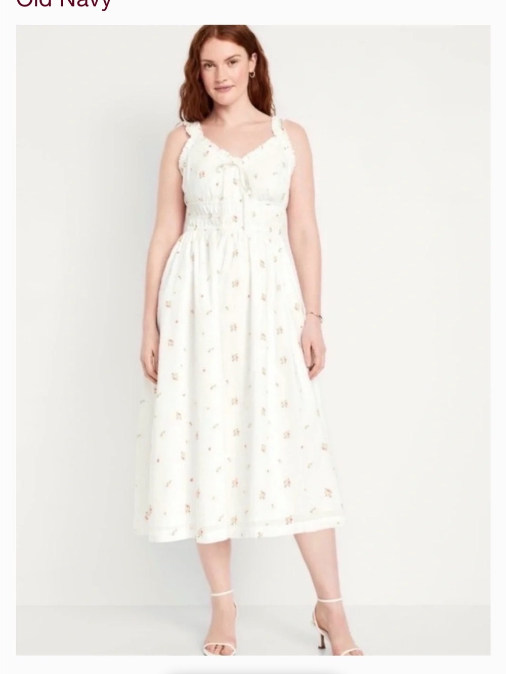 Old Navy Cream Floral Sleeveless Boho Peasant Dress